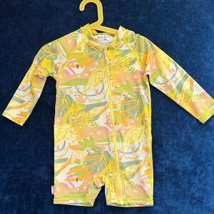 Jan & Jul Yellow Tropical Print Kids One-Piece Swimsuit